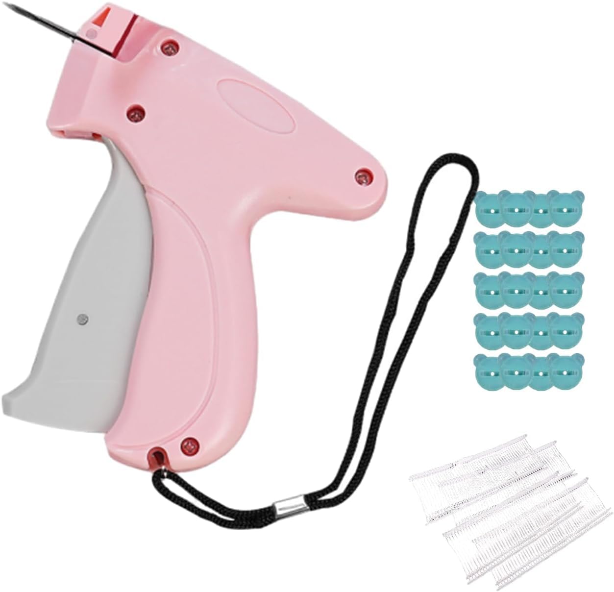 Quick Clothing Fixer, Mini Quick Repair Garment Sewing Machine, Instant Button Garment Connector, Comes with 50 Bear Buckles and 12 Plastic Needles, A Total of 660 Pieces (B)