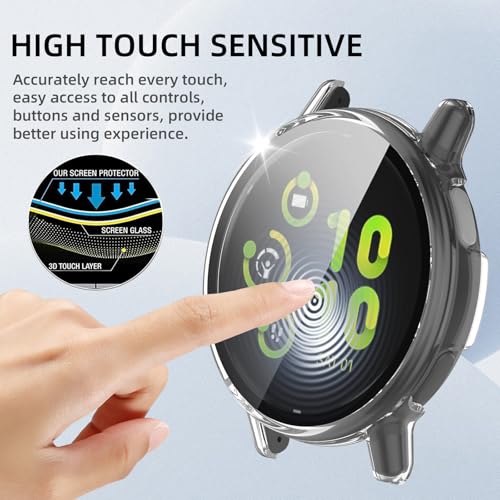 Image of Case Compatible with Garmin Vivoactive 5, Hard PC Case with Tempered Glass Screen Protector, All-Round Protection, Scratch-Resistant and Shock-Absorbing Protective Case for Garmin Vivoactive 5