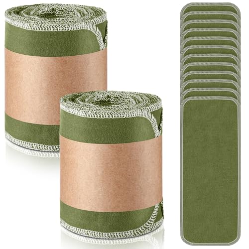 Image of FuWeave 30 Pack Reusable Toilet Paper No Tear Bidet Towels, Green | Washable 11.8 inch x 4.3 inch Cotton Flannel Family Cloth Wipes with Snaps, Paperless Roll for Bathroom, Travel, Cleaning and Drying