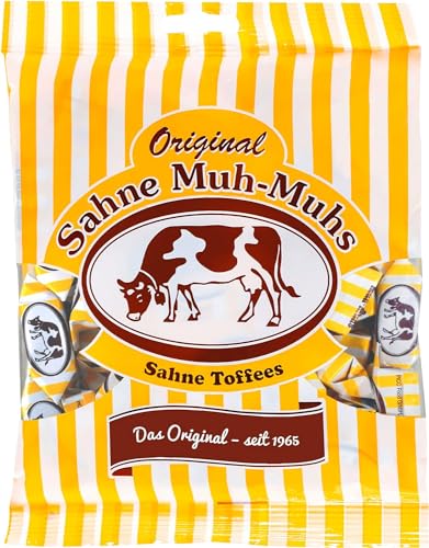 Sahne Muh-Muhs Original - Soft-Karamell-Bonbons mit Sahne - Das Original seit 1965, ein einzigartiger cremiger Genuss. Ohne Farb- und Konservierungsstoffe, glutenfrei, Muh-Muhs - 215g