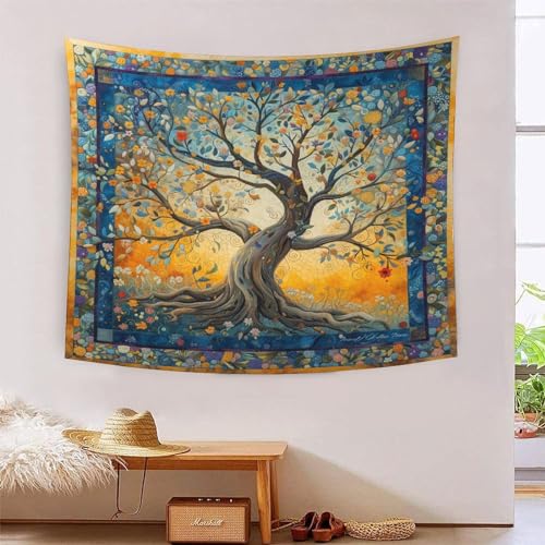 Tapisserie murale effet 3D arbre de vie 4 décoration tissu XXL