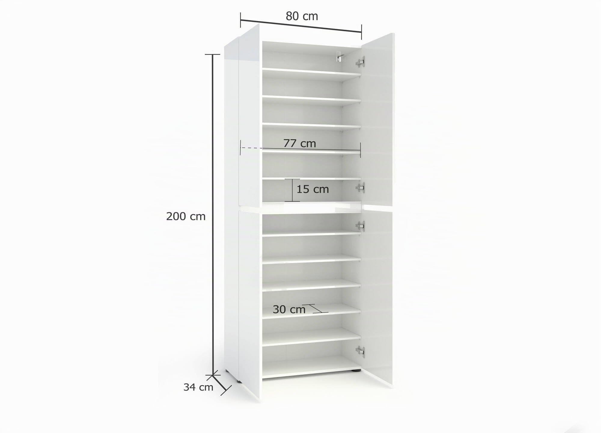 Dmora - Scarpiera Alberton, Mobile portascarpe, Armadio da ingresso multiuso, Mobiletto per calzature, Made in Italy, 80x34h200 cm, Bianco lucido