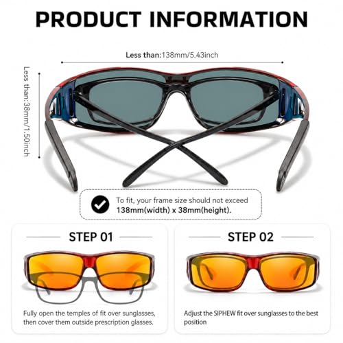 Image of SIPHEW Mirrored Sunglasses Polarized Fit Over Glasses for Men&Women