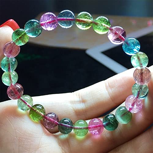 Tourmaline naturelle bracelet multicolore perles rondes 7,5mm LKBEADS 04501