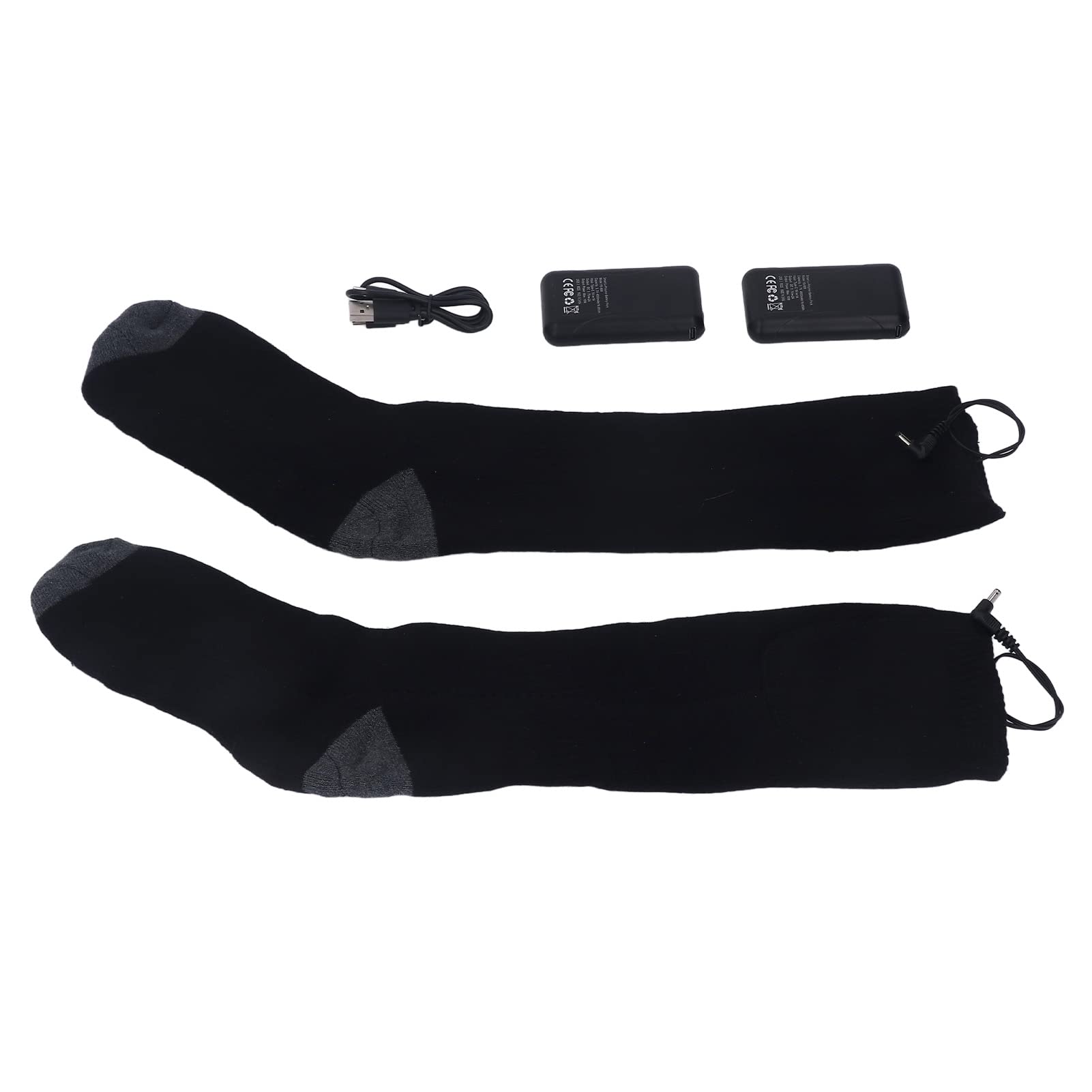 Chaussettes Chauffantes, Chaussettes électriques Chaudes d'hiver, Chauffage à Semelle Complète, Chargement USB avec Grands Chauffe-Pieds, Contrôle de la Température à Trois