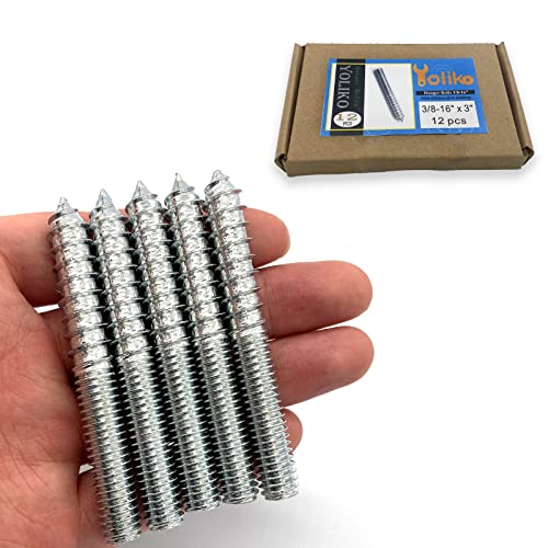 Image of 12 Pack 3 /8-16 x 3 Inch Silver Hanger Bolts - Double Headed Bolts for Furniture Screws - 75mm Length
