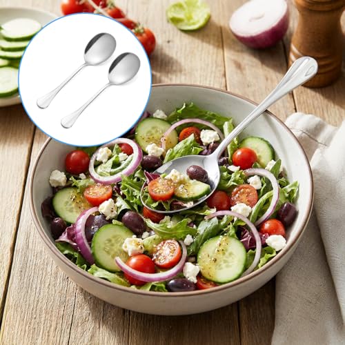 Yuanchu 2 Pcs Large Serving Spoons, Stainless Steel 8 Inch Spoons for Buffet Extra Long Buffet Serving Utensils, Silver Metal Large Spoon Heavy Duty & Dishwasher Safe - Image 6