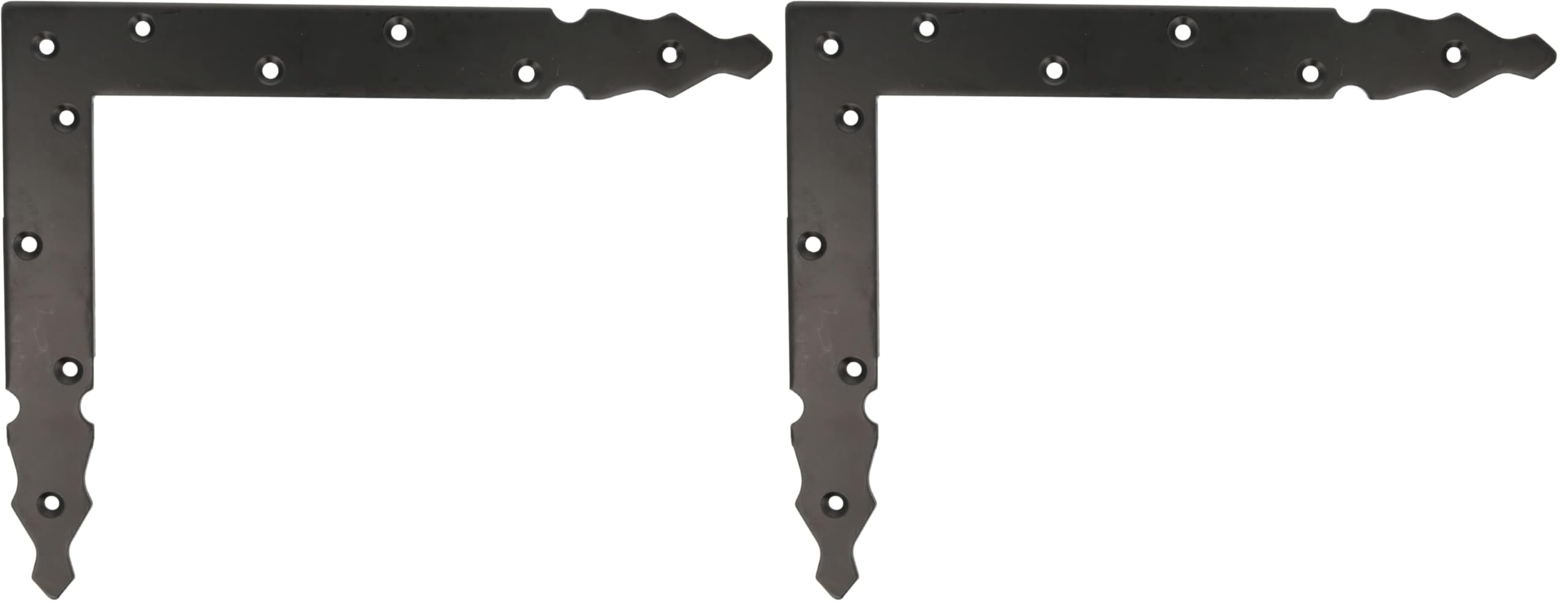 Amig - Carré Décoratif | Gauche | 300 x 240 x 4 mm | Finition Pointue | Style Gothique Classique | Idéal Pour La Décoration Ou Le Renforcement Des Volets, Portes Et Meubles | Acier Noir (Lot de 2)