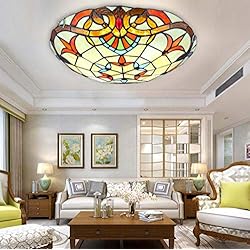Lamparas De Techo Tiffany Baratas Tiffany Style Baroque Lámparas de Techo LED Plafón de Techo Hecho a Mano para vidrieras para la iluminación de la Entrada del Pasillo de la Sala de Estar, Chip LED,Whitelight,30cm ,White light,30cm