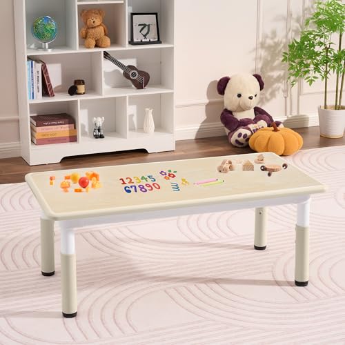 DOREROOM Toddler Table, 7 Level Height Adjustable Kids Play Furniture for Ages 3-8, Rectangular Plastic, 23.6