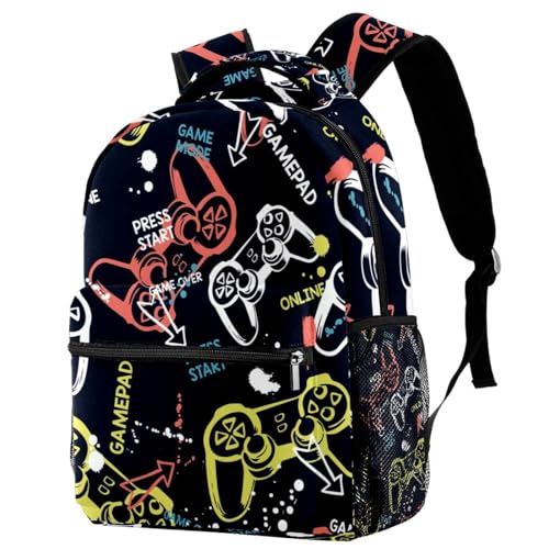Sac à dos d'école fille et garçon avec motifs de manettes de jeu