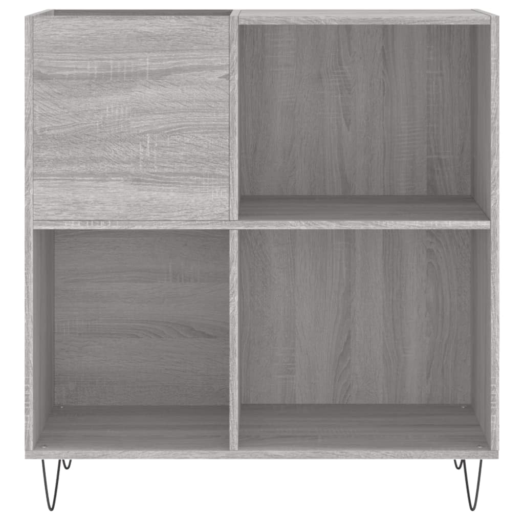 Armoire à Disques Vinyles VidaXL - Sonoma Gris, Bois D'ingénierie, 121x38x48 Cm, Dessus Robuste, Pieds Fer, Rangement LP