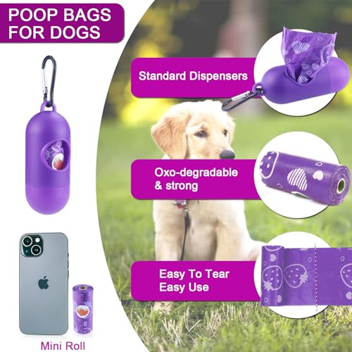 Image of Dog Poop Bags 300 Count, Thick Leak-Proof Scented Dog Waste Bags, Easy Tear & Universal Fit for Small /Medium /Large Dogs (Purple)