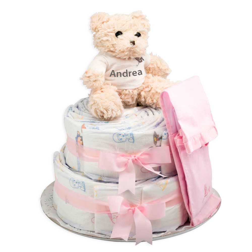 BebeDeParis Gâteau Couches Chic Coffret Cadeau Bébé Bouquet de Naissance Rose