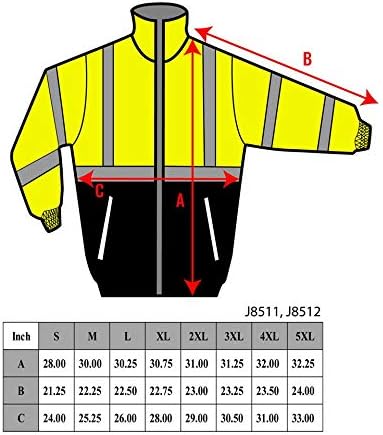 Miniatura 8 de New York Hi-Viz Workwear TroySafety - Chaqueta bomber de seguridad para hombre, clase 3, alta visibilidad, con cremallera, parte inferior negra,