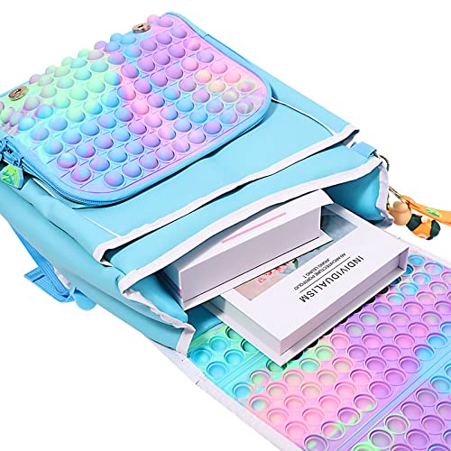 Dewadbow Pop Backpack It Pop School Bag for Girls Push Bubble Sensory Fidget Bag for Kids Stress Reilef and School Supplies Storage (# 09 - Image 4