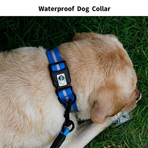 Image of Nimble Reflective Waterproof Dog Collar Adjustable Odor Resistant Easy Clean Pet Collar for Small Medium Large Dogs Night Walking Outdoor Rainy Use (Medium (11.81 inch-18.5 inchinches), Blue)