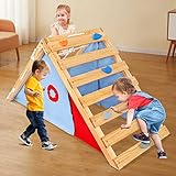 Dripex Kletterdreieck Pikler mit Spielzelt, 3-in-1 Großes Klettergerüst für Kinder, Pikler Dreieck mit Leiter & Netzseil, Montessori Kletterdreieck aus Holz Drinnen und Draußen