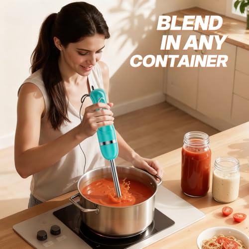 Image of Turelar Immersion Blender Handheld, Corded Electric Blenders Portable Stick Mixer with 2 Mixing Speed and Stainless Steel Blades Emulsifier for Effortless Blending Soup, Smoothies, Puree or Baby Food