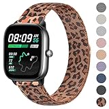 Meliya Bands Compatible with Amazfit GTS/GTS 2/GTS 3/GTS 2e/GTS 2 mini/GTS 4 mini/GTS 4/GTR mini, 20mm Metal Watch Band Replacement Straps for Amazfit Bip U Pro/Bip/Bip Lite/Bip S/Bip S lite/Bip U/Bip 3/Bip 3 Pro (Leopard)