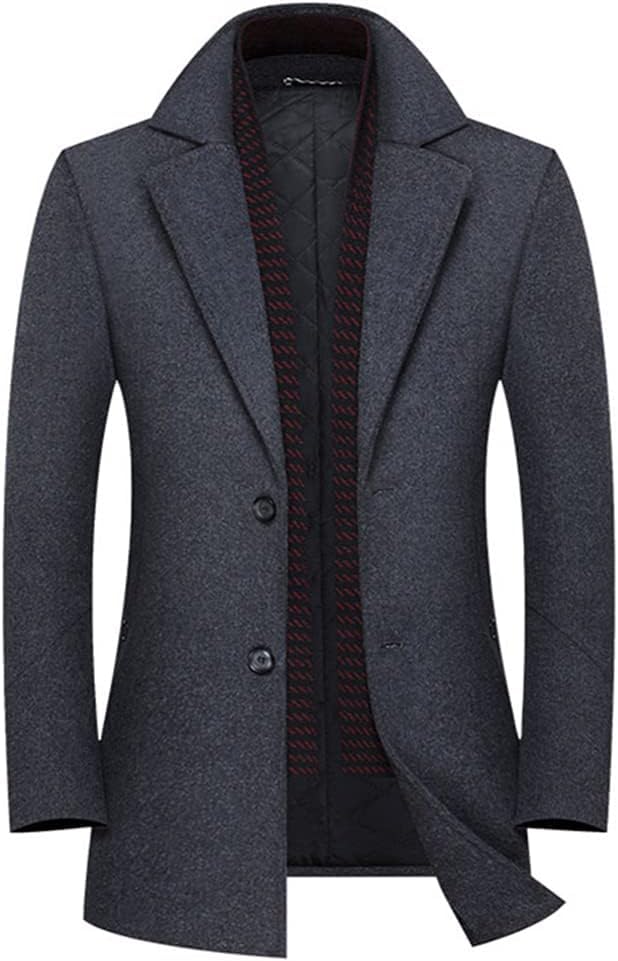 Abrigo De Lana Hombres Bufanda De Moda Chaqueta De Lana Gruesa Casual Hombres Abrigo De Invierno Gabardina Larga,Gris,4XL