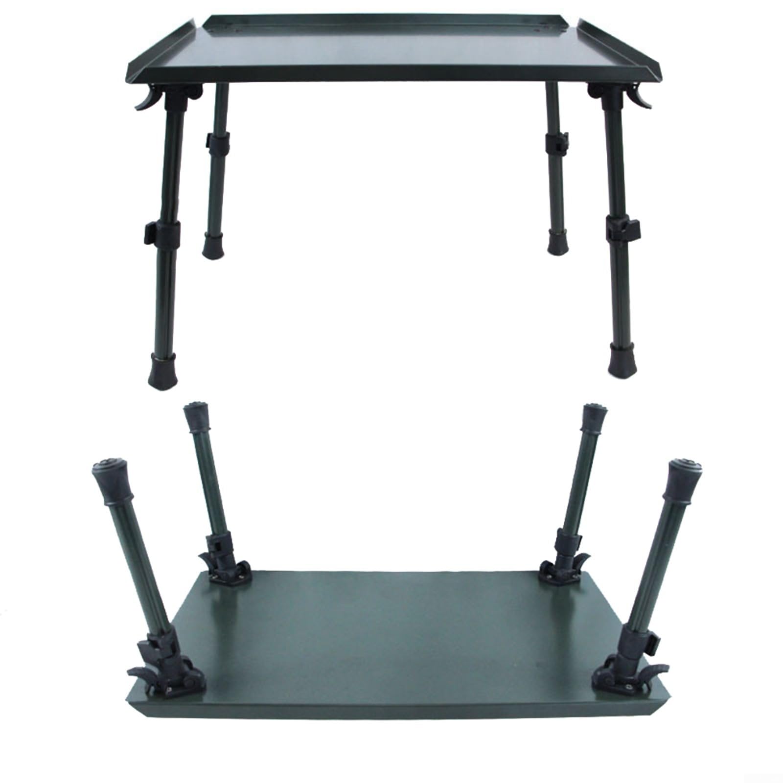 Tavolo da pesca alla carpa con gambe regolabili in alluminio, pieghevole in plastica verde, per scrivania da campeggio per pescatori all'aperto, tavolino portatile da tenda 475 x 31 cm (verde