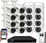 GW Security 16 Channel 12MP 4K NVR with 16 x 5MP AI PoE Microphone Weatherproof Security Camera System for Home and Business, Smart Human Detection, 24/7 Day & Night Recording with 4TB Hard Drive