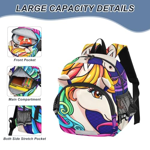 Kid's Backpack for Boys & Girls Toddler Bag Unicorn Backpack with Safety Leash4