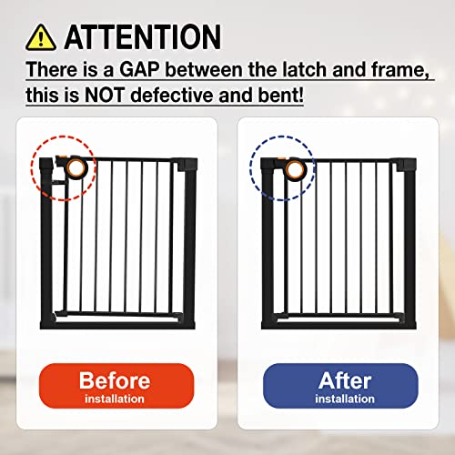 Ronbei 29.93-51.5 Inches Baby Gate With Door, Easy Install Heavy Duty Metal Child Gate Fits For Narrow Wide Tall Doorways Stairways, Auto-Close Safety Gate For Child And Pets, Black #TOP6