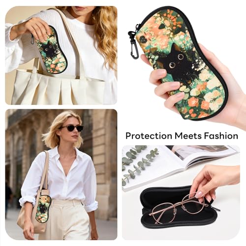 Image of Sunglasses Case with Belt Clip, Ultra Light Neoprene Zipper Soft Padded Glasses Case for Women Men