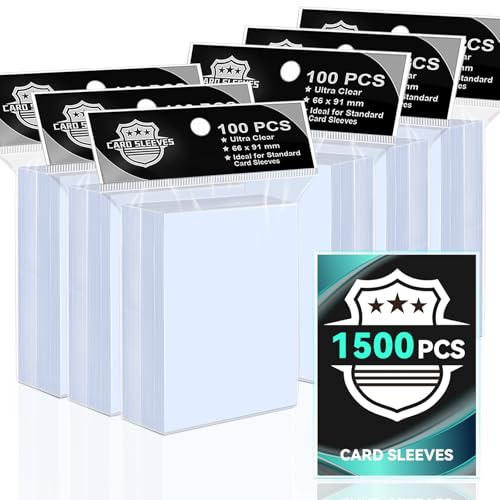 VKshop 1500PS Clear Card Sleeves for Standard Trading Cards,Penny Trading Card Sleeves,Plastic Card Protector for Baseball,MTG,Football,Sports Cards 2.5\"*3.5\" 66x91mm