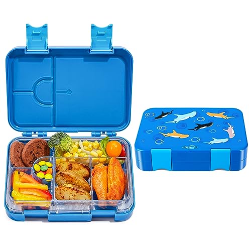 JOYHILL Lunch Box for Kids, Leak Proof Lunch Bento Box with 4-6 Compartment, Lunch Containers BPA-Free Bento Box for Adult Toddler Daycare School Office (M-Blue Shark)