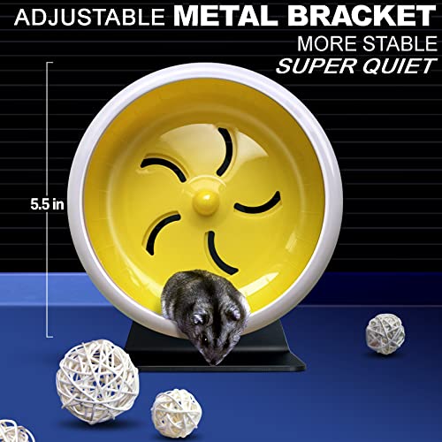 Lazyyzal Hamster Wheel,Silent Hamster Wheel,Silent Wheel,Quiet Hamster Wheel,Super-Silent Hamster Exercise Wheel,Silent Hamster Wheel For Hamsters,Gerbils,Mice,Small Animals (Ф5.5 In,Yellow) #TOP2