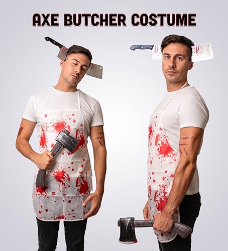 5 pcs Cleaver Butcher Costume - Halloween Costumes For Men - Adult & Teen One Size Fits All - 2023 Trending Fancy Dress - UK Based Brand