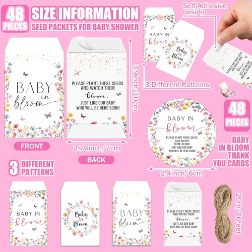 Reallnaive Baby Shower Party Favors Baby in Bloom Envelopes Seed Packets Include 48 Mini Terracotta Pots Seed Packets 48 Self Adhesive Envelopes Thank You Tags Gifts for Party by Reallnaive - Image 4