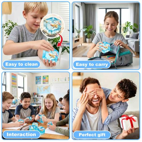 Image of Squeeze Toys Squishies Stress Cube - 2 Pack Stress Relief Fidget Toy for Teens & Adults, Soft TPR Sensory Squeeze Toy for Anxiety Relief, Cool Office Desk Decor & Party Favors, Durable & Washable