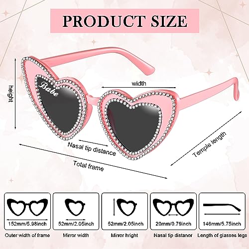 Xuhal 6 Pair Heart Sunglasses for Bride Bridesmaid Vintage Bling Rhinestone Sunglasses for Wedding Bridal Bachelorette Party2