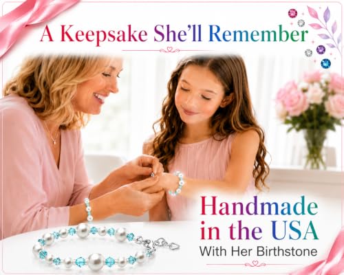 Image of Baby Crystals White Pearl Crystal Bracelet for Girl | Littel Girl Jewelry