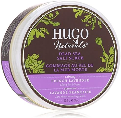 Hugo Naturals Body Scrub, French Lavender and Dead Sea Salt, 9 Ounce Jar
