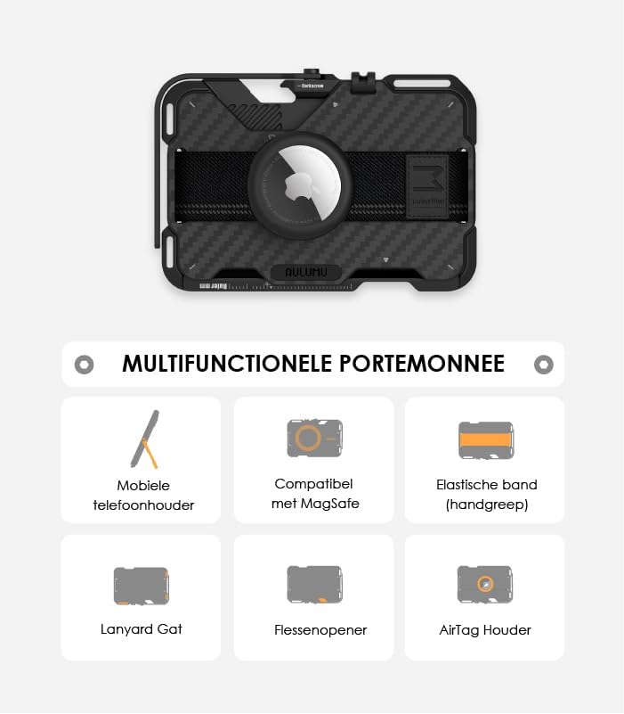 Aulumu G03 Transparante Magnetische Kaarthouder | Magnetische Portemonnee Compatibel met MagSafe | Multifunctioneel – Telefoonstandaard/Grip | Flesopener | RFID-blokkeringskaart – Transparant Wit