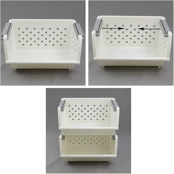 3-Pack Plastic Stacking Storage Organizer Basket, White