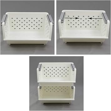 3-Pack Plastic Stacking Storage Organizer Basket, White