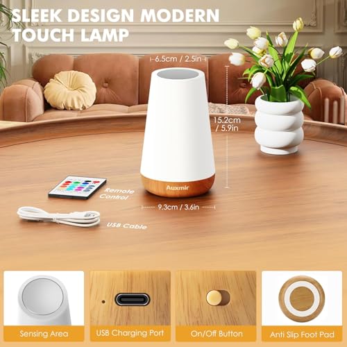 Luminária de Mesa LED Toque & Controle Remoto - Regulável, RGB 13 Cores, 5 Níveis de Brilho, Recarre