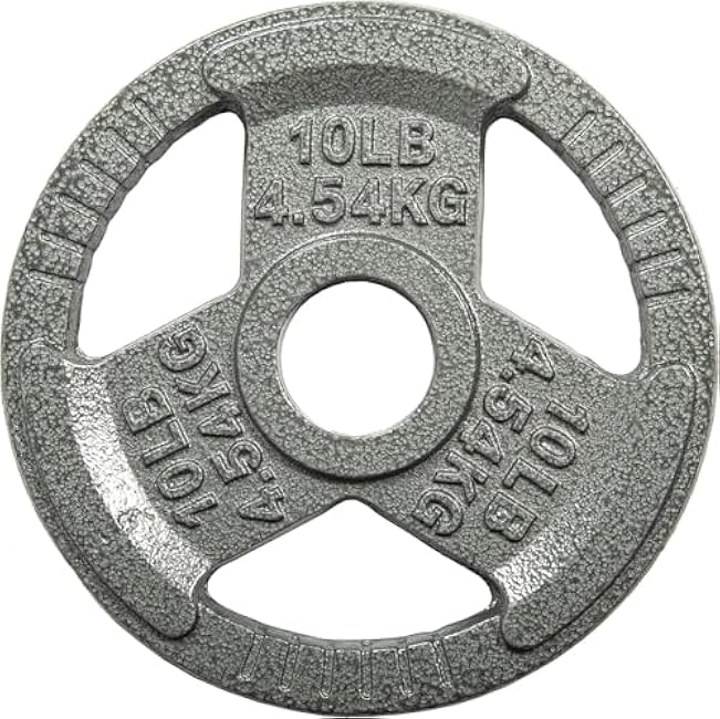 HulkFit 1 inch or 2 inch Cast Iron Weight Plate Set with Multi-Grip Handles and Enamel Coated for Barbells & Strength Training - Grey