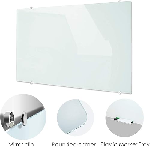 Miniatura 3 de Pizarra blanca magnética de vidrio, pizarra blanca de borrado en seco de vidrio montado en la pared, superficie blanca esmerilada, tablero de vidrio