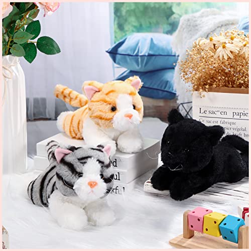 Image of 3 Pcs 9 Inch Cat Stuffed Animal Plush Gift Baby Shower Party Favors Cute Kitten Plush Toys Small Cat Stuffed Animal Soft Sleeping Supplies for Boys Girls Toddlers Birthday(Stylish Style)