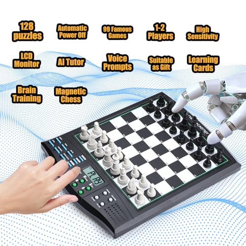 Image of Talking Chess Academy with Voice Teaching System, Electronic Chess Set with Strong Magnetic Pieces, Electronic Chess Board with Rating ELO 2000, Smart Chess Board Great for Brain Training