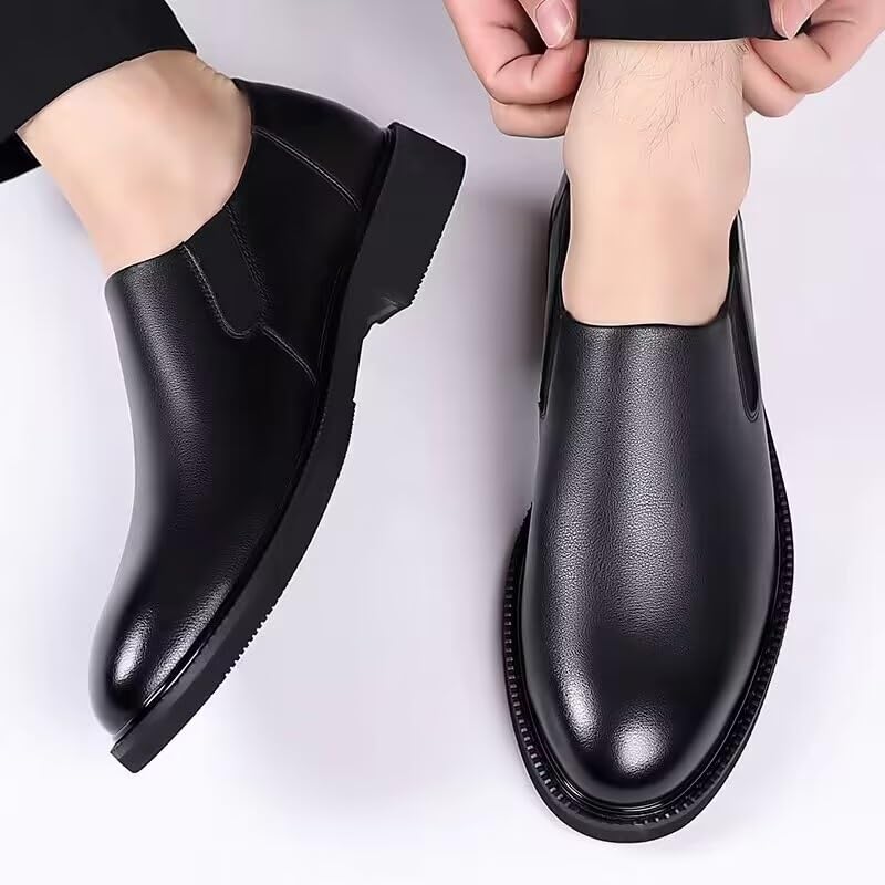 Men's Leather Dress Shoes Mens Vintage Wedding Business Office Oxfords Shoes Classic Pointed Toe Comfortable Slip-Ons Loafers2