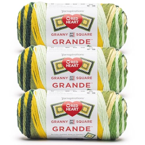 Image of Red Heart Granny Square Grande Yarn for Crocheting, Topnotch, 3-Pack