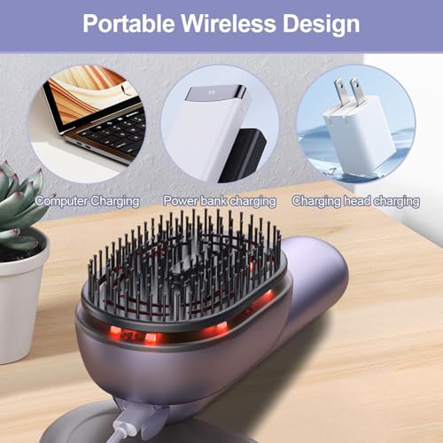 Image of Electric Scalp Massage Comb,Portable Scalp Massager Electric,Unique Essential Oil Atomization Function,Massaging Thescalp While Nourishing Hair,Relieve Head Pressure,Purple